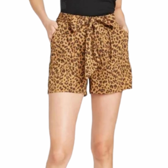 A New Day Leopard Print High Rise Tie Waist Shorts NWT Size XXL - Picture 2 of 11